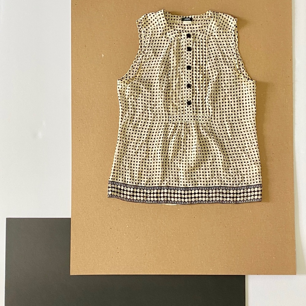 Jcrew silk printed dots sleeveless top